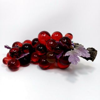 12 " Grape Vine Branch Centerpiece Cherry Amber Red Lucite/bakelite Decoration