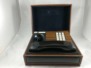 Vintage Deco Tel Telephone Leather & Wood Box Push Button Western Electric