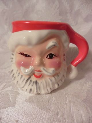 Vintage Napco Winking Santa Mug Ceramic KDX244 2