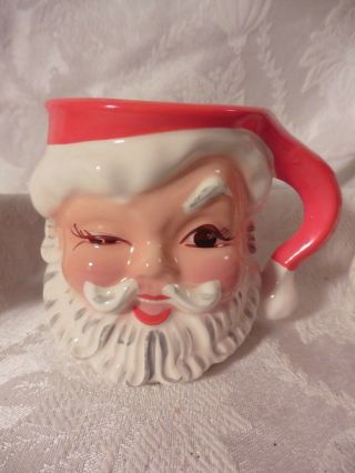 Vintage Napco Winking Santa Mug Ceramic KDX244 3