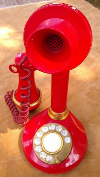 Vintage Red Deco - Tel Candlestick Rotary Phone