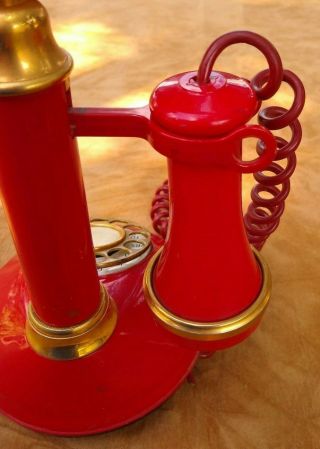 Vintage Red Deco - Tel Candlestick Rotary Phone 3
