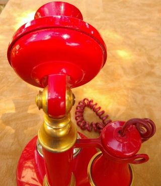Vintage Red Deco - Tel Candlestick Rotary Phone 4
