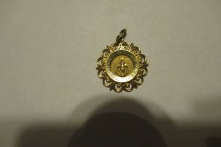 Wonderful Miraculous Medal 14k Yellow Gold Virgin Mary Charm Pendant