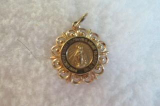 Wonderful Miraculous Medal 14K Yellow Gold Virgin Mary Charm Pendant 2