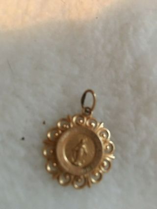 Wonderful Miraculous Medal 14K Yellow Gold Virgin Mary Charm Pendant 3