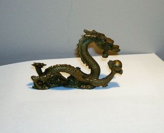 China Old Antique Brass Hand - Carved Statue - - - Dragon