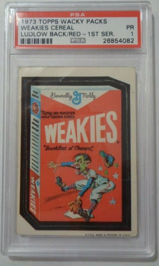 Wacky Packages 1973 1st Series Weakies (rare) Red Ludlow Back; Psa 1