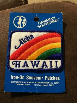 Nip Vintage Aloha Hawaii Rainbow Souvenir Embroidered Patch - Post Card
