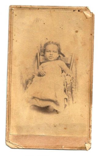 Antique African American Cdv Of Infant In Dress Sitting In A Chair By Gs Dales