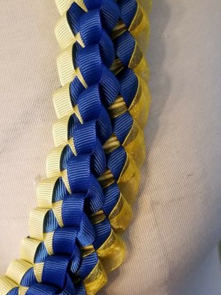 Royal Blue & Golden Yellow Double Ribbon Lei Graduation Ribbon Lei Ready2ship