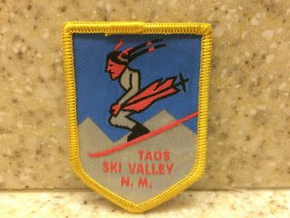 Vintage Taos Ski Valley Mexico Skiing Travel Patch With Skier