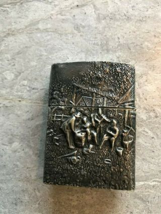 Vintage 1973 Zippo Lighter With Elaborate Case With Scene