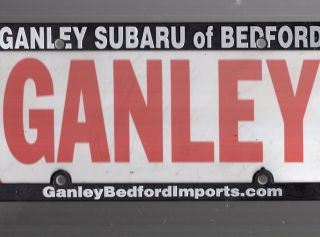 Ganley Subaru Of Bedford Dealership License Plate Car Tag,  Frame - Thin Plastic - Va.