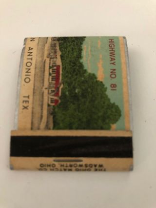 Vintage Matchbook Park Mo - Tel San Antonio Texas “early Rare” Missing 2 Matches