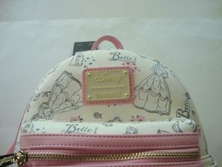 Disney Loungefly BELLE Cream & Pale Pink Mini Backpack Bag Beauty and The Beast 3
