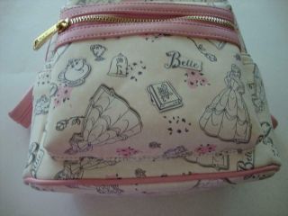 Disney Loungefly BELLE Cream & Pale Pink Mini Backpack Bag Beauty and The Beast 4