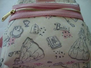 Disney Loungefly BELLE Cream & Pale Pink Mini Backpack Bag Beauty and The Beast 6