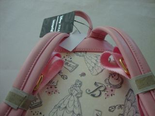 Disney Loungefly BELLE Cream & Pale Pink Mini Backpack Bag Beauty and The Beast 8