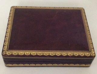 Vintage Leather Playing Cards Box Burgundy Holds 2 Decks Italy