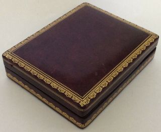 Vintage Leather Playing Cards Box Burgundy Holds 2 Decks ITALY 2