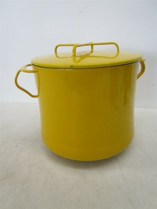 Vintage Dansk 9 " Diameter Yellow Enamel Stock Pot