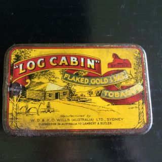 " Log Cabin " Tobacco Tin " Older Style "