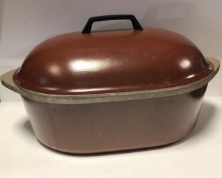 31128 Vintage Club Large Oval Turkey / Ham Roaster Brown Aluminum Cookware