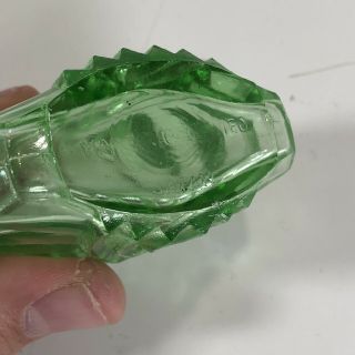 Vintage Made In Occupied Japan Green Glass Perfume Bottle w/ Stopper Art Deco 8