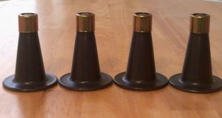 Mid Century Modern Brown Plastic Tapered Legs With Brass Ring 4 " Tall