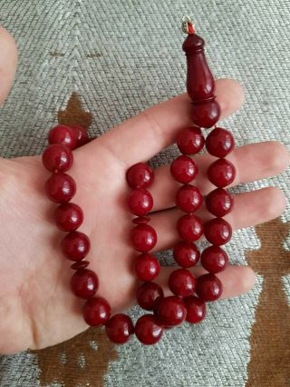 Antique Cherry Red Faturan مسبحة Bakelite Islamic Prayer Beads 61 Gr 33