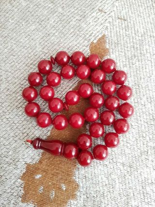 Antique Cherry red Faturan مسبحة Bakelite Islamic Prayer Beads 61 gr 33 2