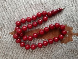 Antique Cherry red Faturan مسبحة Bakelite Islamic Prayer Beads 61 gr 33 4