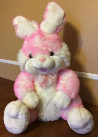 Large Plush Easter Bunny Pink & White Dan Dee Collector 