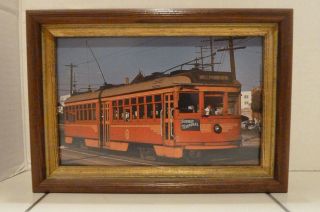 Vintage Framed Photo Of Pacific Electric Hollwood Type Car 5131 9 1/4 " X 6 1/2