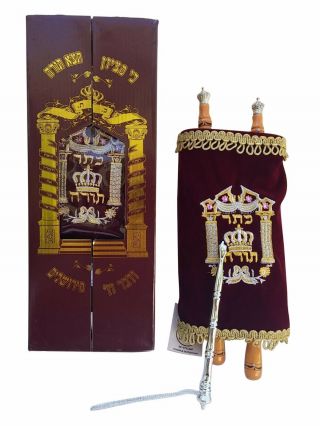 Judaica Sefer Torah Scroll Hebrew Jewish Bible 32 Cm,  Pointer (yad)