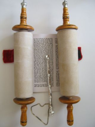 Judaica Sefer Torah Scroll Hebrew Jewish Bible 32 CM,  Pointer (YAD) 4