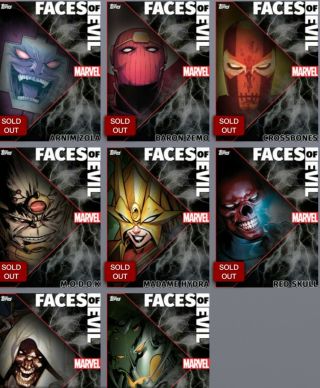 Topps Marvel Collect - Faces Of Evil Motion Set Wave 1 (with Red Skull Award)