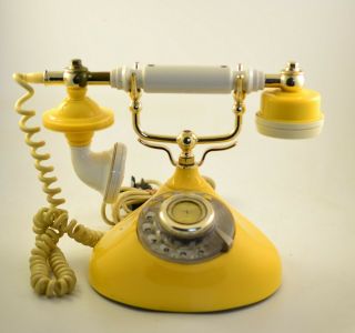 1980 Rare Vintage Soviet Ussr Yellow Desk Phone Telephone Rotary Dial