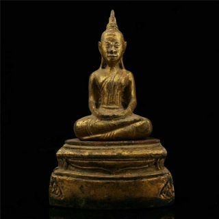 6.  30 " Collect Old Nepal Buddhism Pure Copper Gilt Amitabha Buddha Buddha Statue