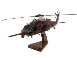 Mh - 60 Mh - 60m Blackhawk 160th Ues Miniguns Soar Wood Wooden Helicopter Model