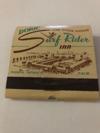 Vintage Matchbook Doric Surf Rider Inn Santa Monica California