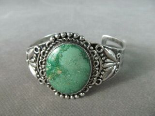 Silver Navajo " Old Pawn " Cuff Bracelet Cabochon Turquoise