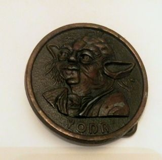 Vintage Star Wars Yoda Small Metal Belt Buckle 2 Inches Wide