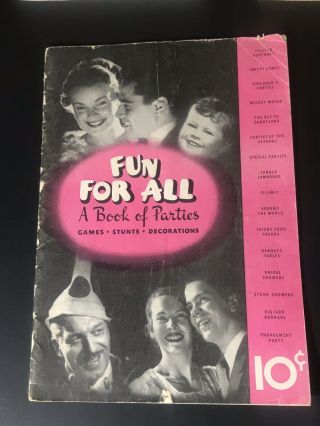 1935 Dennisons Crepe Paper " Fun For All A Book Of Parties " Stunts Games Decor