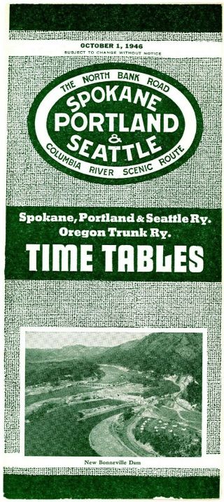 Spokane,  Portland & Seattle Ry - Oregon Trunk Ry Sys Time Table October 1,  1946