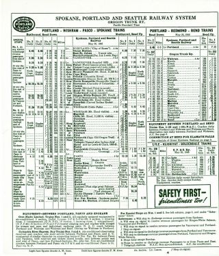 Spokane,  Portland & Seattle Ry - Oregon Trunk Ry Sys Time table October 1,  1946 3