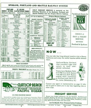 Spokane,  Portland & Seattle Ry - Oregon Trunk Ry Sys Time table October 1,  1946 4