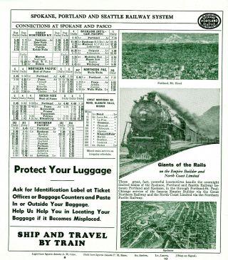Spokane,  Portland & Seattle Ry - Oregon Trunk Ry Sys Time table October 1,  1946 6