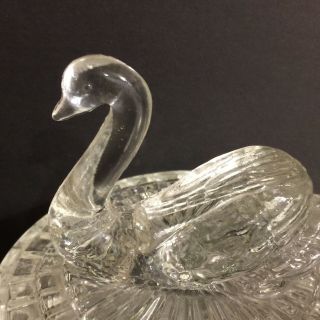 VTG Glass Swan Vanity Trinket Powder Box Hollywood Glam Mid Century Boudoir 4